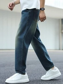 Manfinity Homme Men's Casual Distressed Tapered Leg Pants - Blue - View 7