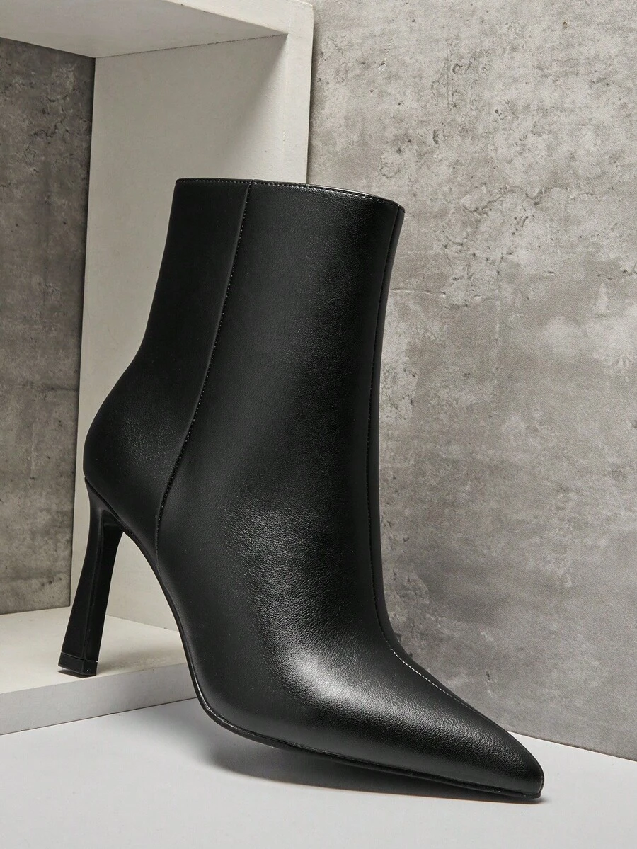 SHUZIA Women's Perfectly Pointed Toe, Vintage-Inspired Seaming & Side Zipper Kitten Heel Ankle Booties For Christmas