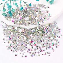 2-6 mm, 6 dimensiuni mixte, 1440 buc/pachet, auriu strălucitor, spate argintiu, spate plat, pietre decorative fără fixare termică, mărgele artistice cu diamant, strasuri, manichiură DIY, decorațiuni, brelocuri, pietre prețioase, consumabile - Dimensiuni mixte - Vizualizare 36