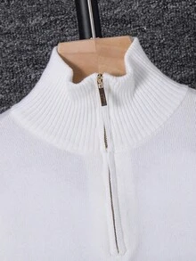 SHEIN 秋冬款男童条纹半拉链立领长袖毛衣 - 彩色 - 查看 5