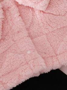 女宝宝休闲加厚抓绒格子提花连体衣套装 粉色 秋冬