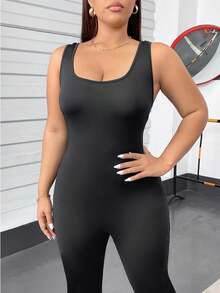 SHEIN Essnce 大码女装春夏时尚休闲运动舒适日常宽松粉色长袖纽扣衬衫和黑色紧身背心连体裤两件套，女士春季服装，女士机场服装，Y2k 服装，街头服饰 - 咖啡棕 - 查看 6