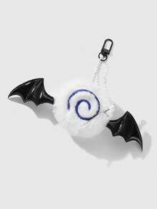 ROMWE Goth 1 件日式复古哥特式可爱黑暗恶魔天使翅膀毛绒漩涡十字剑装饰 DIY 串珠钥匙扣包饰，适合女士/女孩日常佩戴，节日礼物 - 彩色 - 查看 2