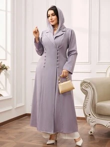 Al Najma Plus Size Women's Elegant Solid Color Abaya Dress Modest Business Dress