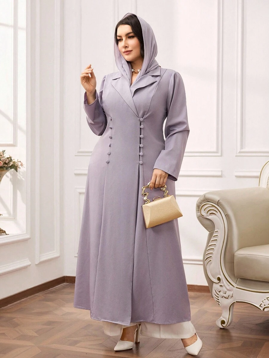 Al Najma Plus Size Women's Elegant Solid Color Abaya Dress Modest Business Dress
