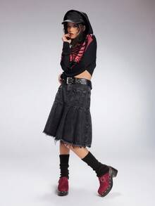 Sugerpunk 女士厚底纯酒红色扣饰高跟鞋，适合夏季 Y2K 朋克时尚街头运动哥特风格、春假复活节 - 酒紅色 - 查看 6