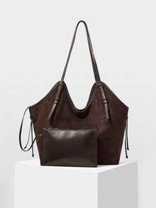 MOTF PREMIUM 时尚通勤大容量可调节肩带托特包 - 棕色 - 查看 4