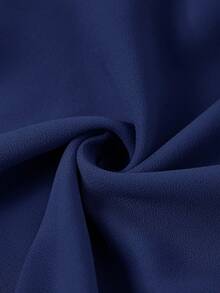 Ellevyn Conjunto elegante de chaqueta de manga 3/4 de frente abierto y vestido con tirantes gruesos para mujer de talla grande de unicolor - Azul Marino - Ver 12