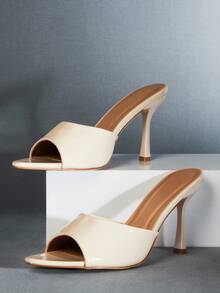 SHUZIA 女士尖头经典高跟穆勒凉鞋 - 米色 - 查看 2