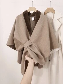 Rafferiza Women's Overcoat With Faux Fur Collar - Khaki - View 8