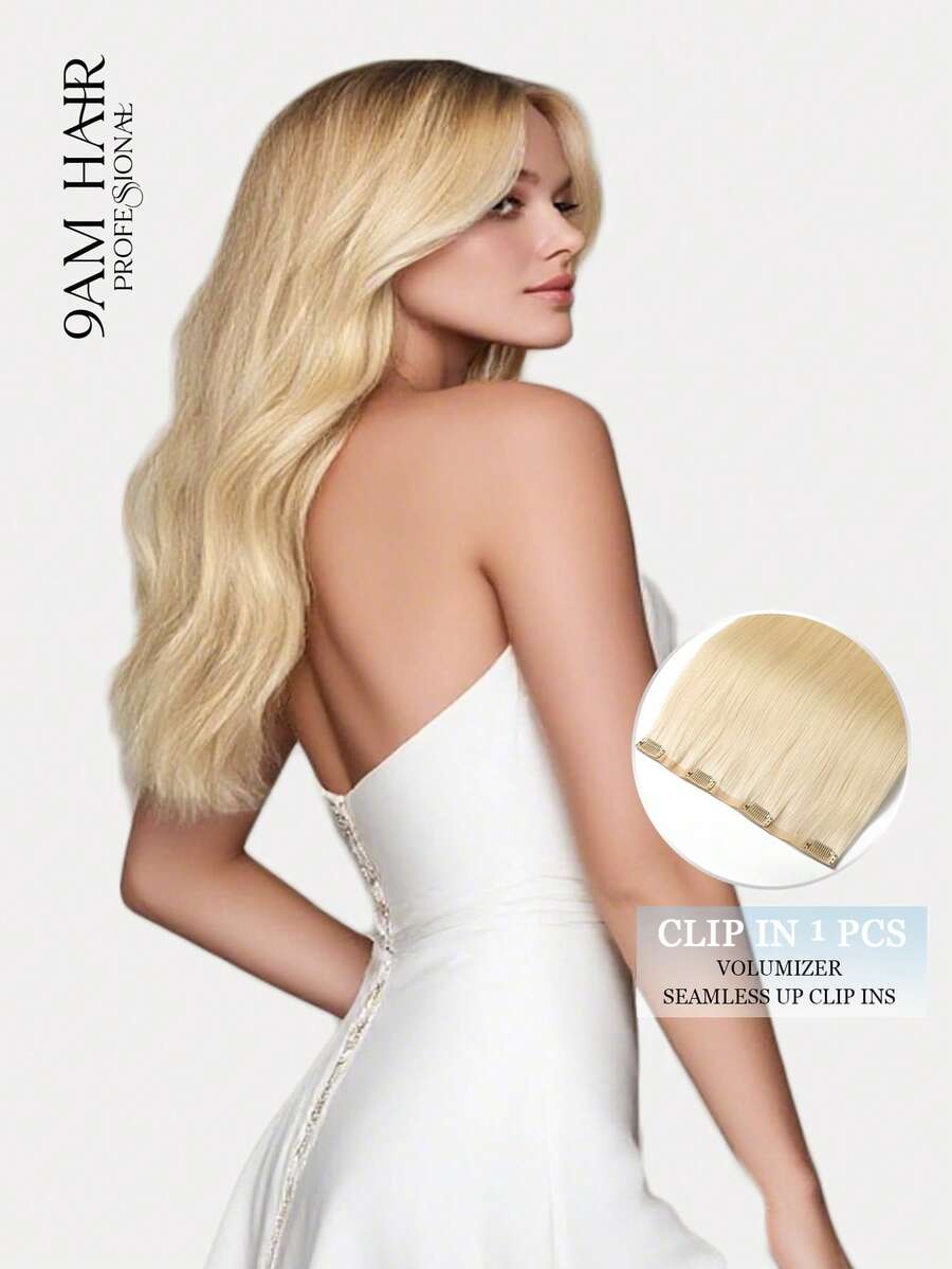 Seamless Clip Ins 9AM 丰盈发束 55克 1件装 S613 漂白金发 100% 高品质毛鳞片顺滑 Remy 真人发接发 无痕 PU 夹式接发 女士接发 - S613 - 查看 1