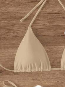 Swim Chiccia Contrast Color 3d Flower Decoration Halter Bikini Set, For Swimming,Summer Beach