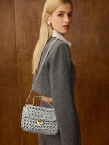 MOTF PREMIUM TÚI XÁCH TAY CÓ KHÓA BẰNG DA PU - Bạc - Xem 8