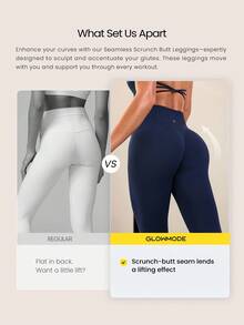 GLOWMODE 24" Seamless Be A Peach Ultra High-Rise Waist Tummy Control Peach-Shaped Gym Leggings Medium Impact Workout Running Training Fall Winter
