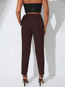 SHEIN Spodnie Z Strona Kieszenie I Talia Paski