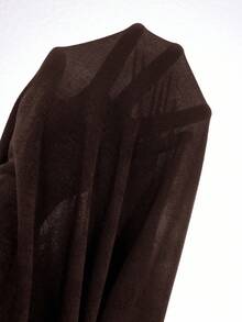 Modelyn Women Elegant Metal Accent Waist Fitted Long Sleeve Dress, Autumn Long Evening Dresses - Coffee Brown - View 7