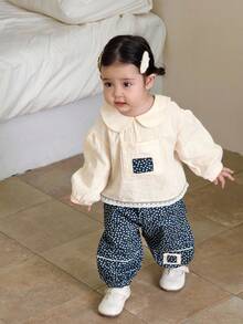 DAZY Toddler Girls' Casual Floral Print Shirt & Wide Leg Pants Set