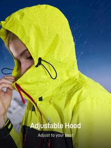 In My Nature Women's Lime Green Color Block Rain Jacket,Athletic Outdoor Windbreaker,Autumn Winter Warm Coats - Yellow - View 5