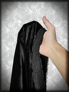 SHEIN ICON Áo nhung dệt kim cổ chữ V viền ren cỡ lớn dành cho nữ, trang phục Halloween, kiểu phù thủy, tay loe. - màu đen - Xem 8