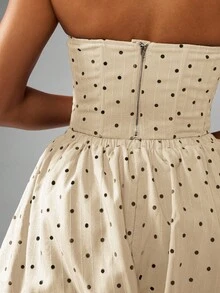 MISSGUIDED Polka Dot Print Strapless Corset Top Summer Beach Party Wedding Guest Occasion Vintage Inspired Bustier