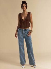 SHEIN BAE Yellow Satin & Lace Patchwork Camisole, Suitable For Vacation, Beach Camisole, Music Festival Camisole, Brunch Outfit, Wedding Guest Camisole, Bridesmaid Camisole, Spring/Summer,Brown Top