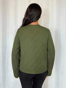 Rafferiza Manteau matelassé avec nœud papillon pour femmes, automne/hiver - Militaire verte - Voir 2
