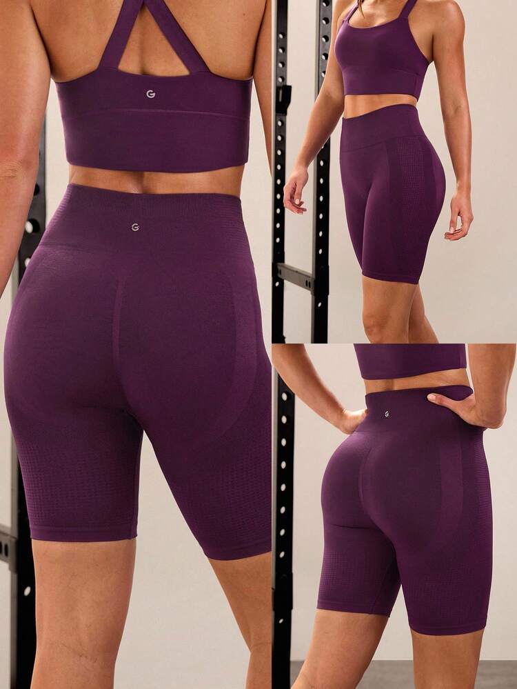 6" Seamless Stretchy Sweat-Wicking Tummy Control No-Front Seam Butt Scrunch High-Rise Waist Biker Shorts Medium Impact Running Training Gym Studio Daily Active Wear