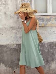 Brillora 纯色度假风格针织宽松后背拼布蕾丝吊带背心女式夏装