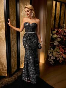 MOTF Soiréza VESTIDO DE FIESTA CON CORTE SESGADO Y ESTAMPADO FLORAL CON LENTEJUELAS - Multicolor - Ver 5