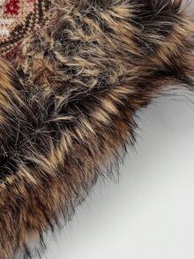 ROMWE Avant Y2K 秋冬雪景费尔岛提花短款毛衣裙 - 棕色 - 查看 4