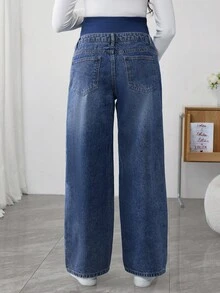 SHEIN Maternity Casual Versatile High Waist Loose Pocket Jeans
