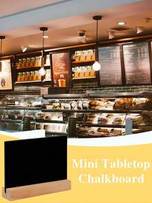 SHEIN 1/5/10pcs-迷你黑板标牌带支架，带支架座位卡，用于桌面装饰的小黑板，婚礼，生日派对，桌号，食品标签，留言板标志和活动装饰，餐厅食品展示，留言板，小型企业，婚礼，宴会，咖啡店，开放式酒吧标志带支架情人节装饰黑板装饰家庭聚会酒店酒吧书写板双面黑板留言板圣诞节 - 黑色 - 查看 2