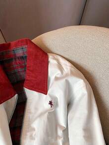 Airaco Women's Casual Retro Contrast Color Hollow Out Jacket, Christmas - White - View 4