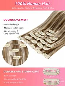 7PCS Straight Clip In Hair Extensions 100% Real Human Hair 14-24 Inch 115G Double Weft Invisible Clip Hair Extensions Remy Natural Human Hair For Women Girls Daily Use - S8/60 - View 4