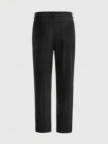 ROMWE MEN Men's Solid Color Casual Gothic Skinny Pants With Zipper Pockets, For Fall - Black - View 2