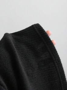 Sweetra 2 件女式休闲街头风格罗纹长袖开衫和修身褶边蕾丝吊带裙套装，黑色，保暖内衬，适合春季、秋季、冬季 - 黑色 - 查看 6