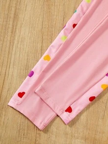 2pcs/Set Tween Girls Heart & Ditsy Floral Sweatshirt + Leggings Fall Winter - Pink - View 6