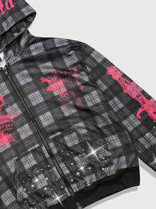 ROMWE MEN Grunge Punk Áo nỉ dài tay có mũ trùm đầu, khóa kéo đa năng, thường ngày dành cho nam - Nhiều màu - Xem 3