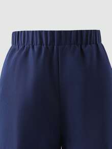 女童数字印花 Polo 领上衣 + 工装阔腿裤时尚套装，适合春秋季 - 杏色 - 查看 6