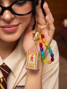 HARRY POTTER X SHEIN 风味豆造型3D锌合金钥匙扣包挂件，手工串珠彩色金色礼品收藏品，圣诞节礼物创意 - 彩色 - 查看 2