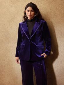 MOTF PREMIUM ÁO BLAZER VẢI VẢI NHUNG CỠ LỚN CHO NỮ, MÙA ĐÔNG - Màu tím - Xem 5