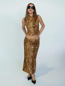 SHEIN ICON Bộ 2 món áo không tay và chân váy cạp trễ thường ngày cho nữ - Nhiều màu - Xem 3