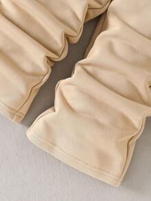 2 件 BASICS 少女休闲百搭舒适宽松圆领长袖运动衫和阔腿针织裤套装 - 杏色 - 查看 5