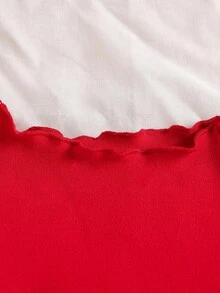 2 Stück/Set Elegantes, süßes Top für Kleine Mädchen mit Rüschenkragen und Langarm + karierter Skort mit asymmetrischem Saum, geeignet für Weihnachten, Urlaub, Reisen, Frühling & Herbst - Rot - Übersicht 8