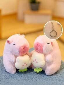 1 件水豚毛绒玩具钥匙扣挂件，柔软毛绒动物背包挂饰，汽车装饰配件，送给钥匙扣爱好者的礼物（水豚 3，可爱水豚毛绒玩具）。水豚毛绒玩具，水豚，可爱毛绒水豚。