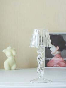 SHEIN 1 件优雅玻璃烛台 - 透明锥形，适合婚礼、派对和家居装饰 | 非常适合餐桌中心装饰和春季/家居美学 - 透明 - 查看 5