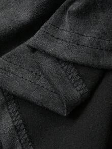 FRIFUL Camiseta de manga larga holgada y versátil de cuello redondo con estampado de teñido anudado en gris oscuro, decoración de letra metálica, abertura lateral y dobladillo con cordón, para otoño/invierno - Negro - Ver 8