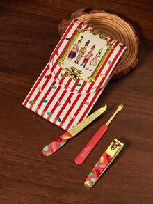 HARRY POTTER X SHEIN 4pcs Portable Nail Clipper Set,Premium Stainless Steel Manicure Set With Storage Bag,Professional Beauty Kit Includes Nail Clipper & Portable Nail File & Ear Pick, Personal Care Set For Travel Or Home Use,Durable, Salon-Quality Tools For Easy At-Home Grooming,Christmas