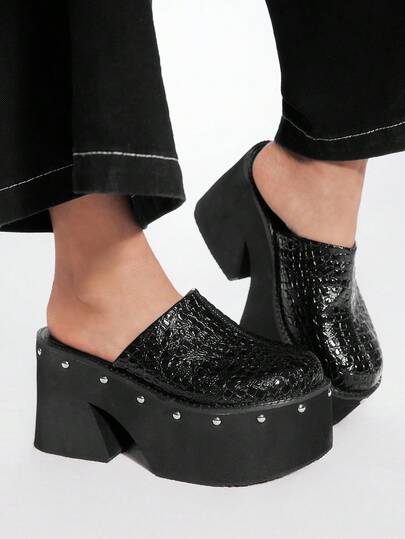 Sugerpunk Women's Fashionable Black Platform Wedge Shoes