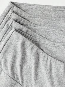 SHEIN Girlism Tween 女童修身休闲舒适高腰交叉设计裤，多件装运动服 - 淺灰色 - 查看 3